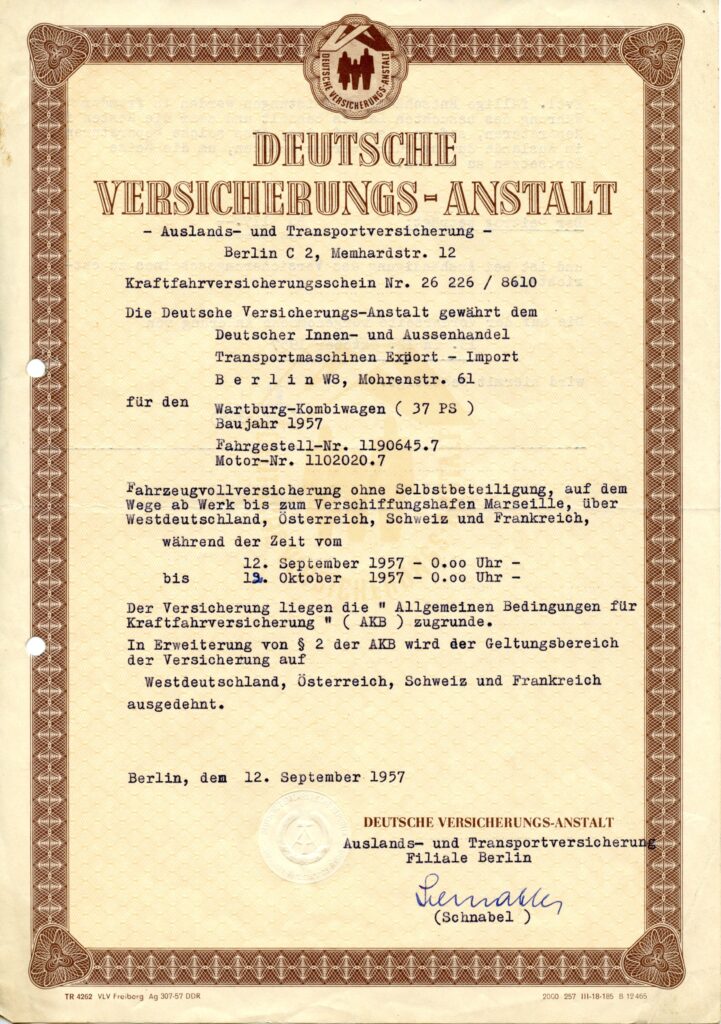 Versicherung des Wartburg